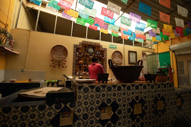Cozy lounge seating area inside Cafe Rio